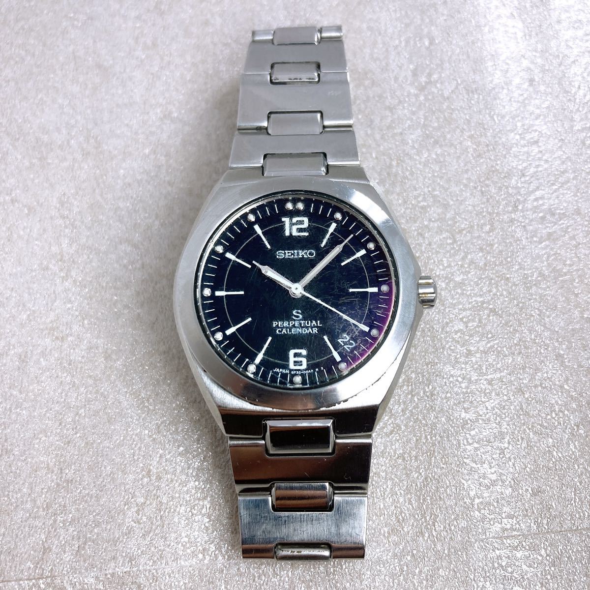 動作未確認】 SEIKO SUS PERPETUAL CALENDER 8F32-00B0 セイコー