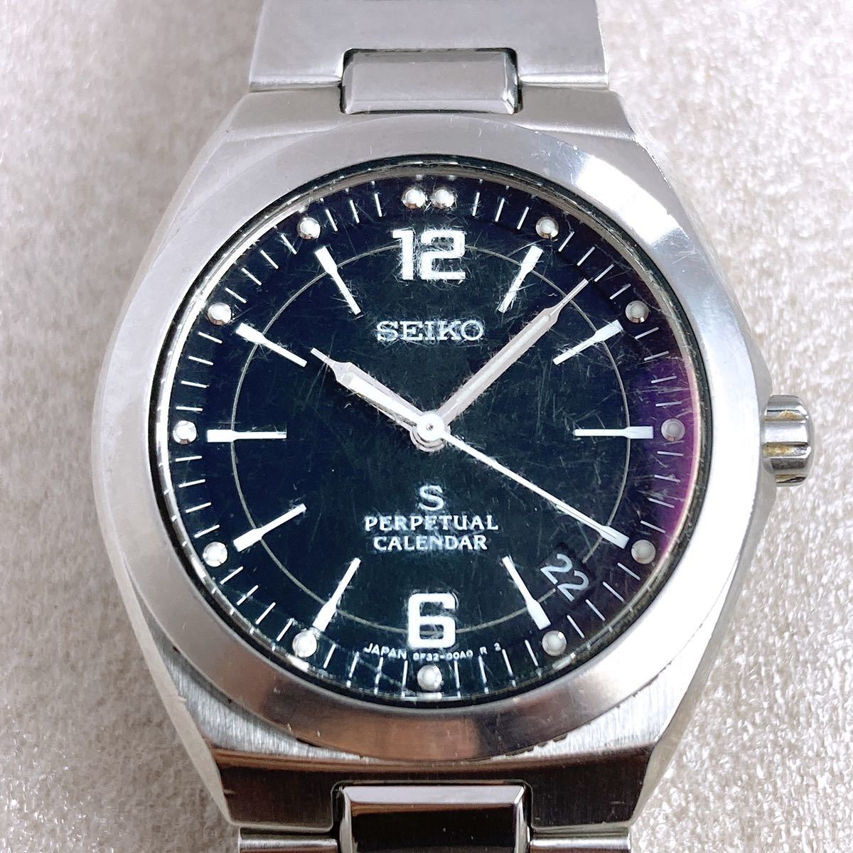 動作未確認】 SEIKO SUS PERPETUAL CALENDER 8F32-00B0 セイコー