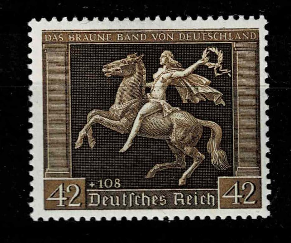ドイツ帝国 1938年 競馬ミュンヘンブラウンリボン賞切手NH未使用 第