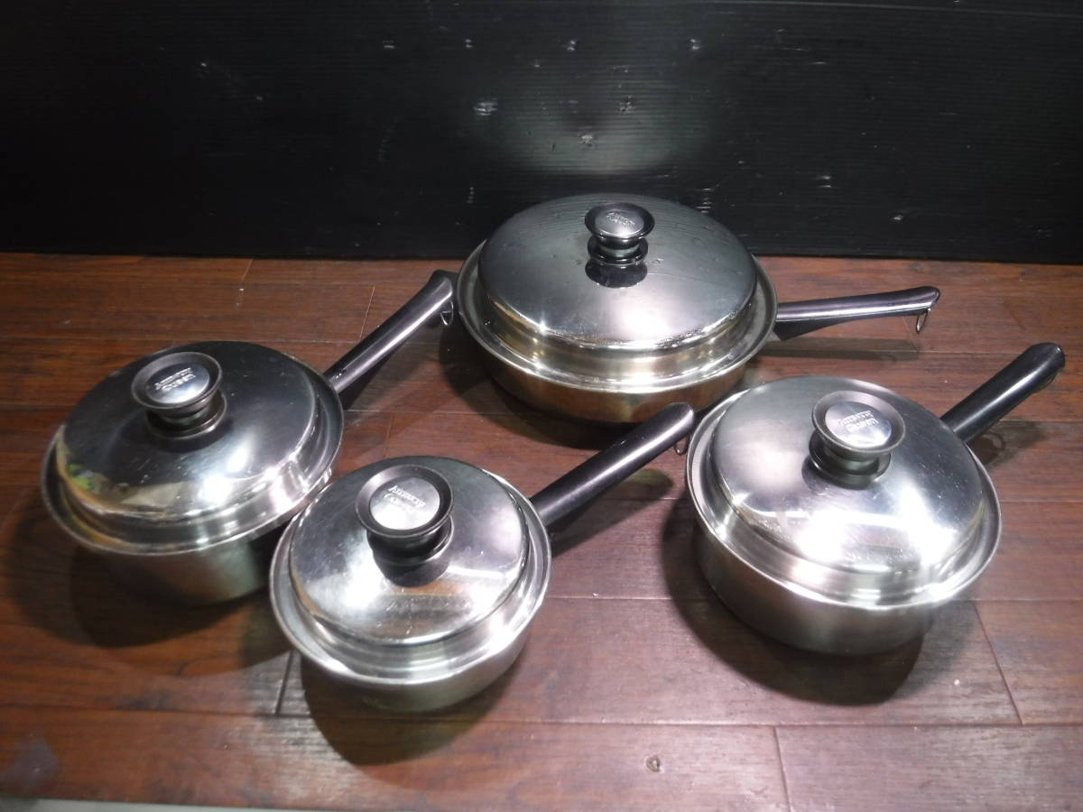 S125 アムウェイ クィーン Amway Queen 片手鍋 8点（蓋含む）全4セット STAINLESS STEEL MADE IN U.S.A. 調理器具 MULTI-PLY