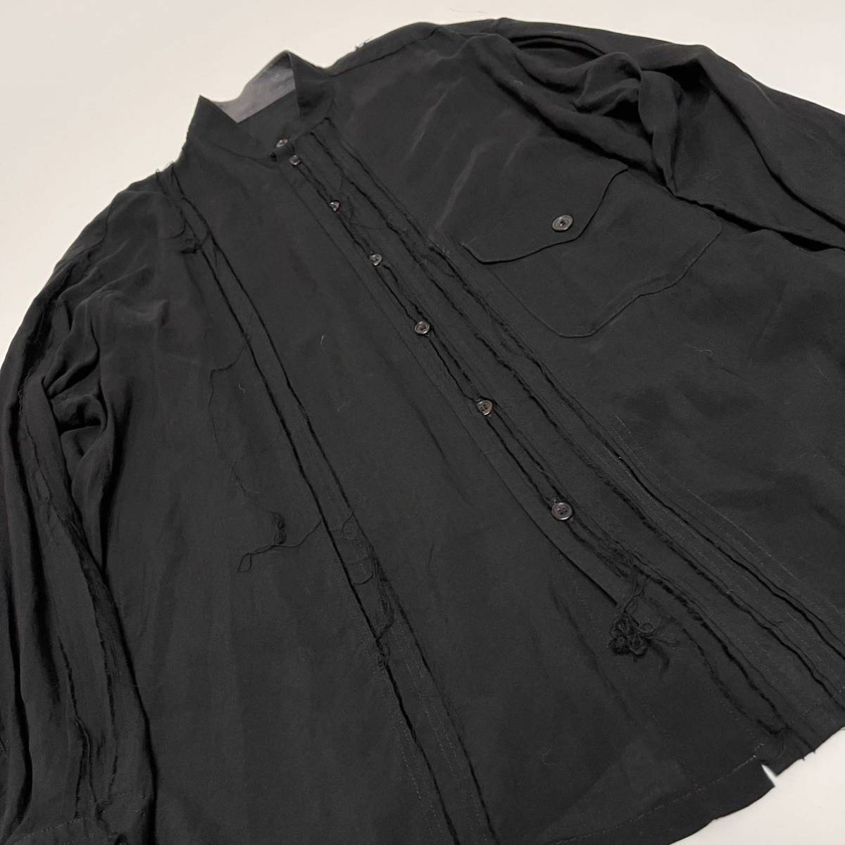 希少 16ss yohji yamamoto pour homme フリルシャツ 切りっぱなし 