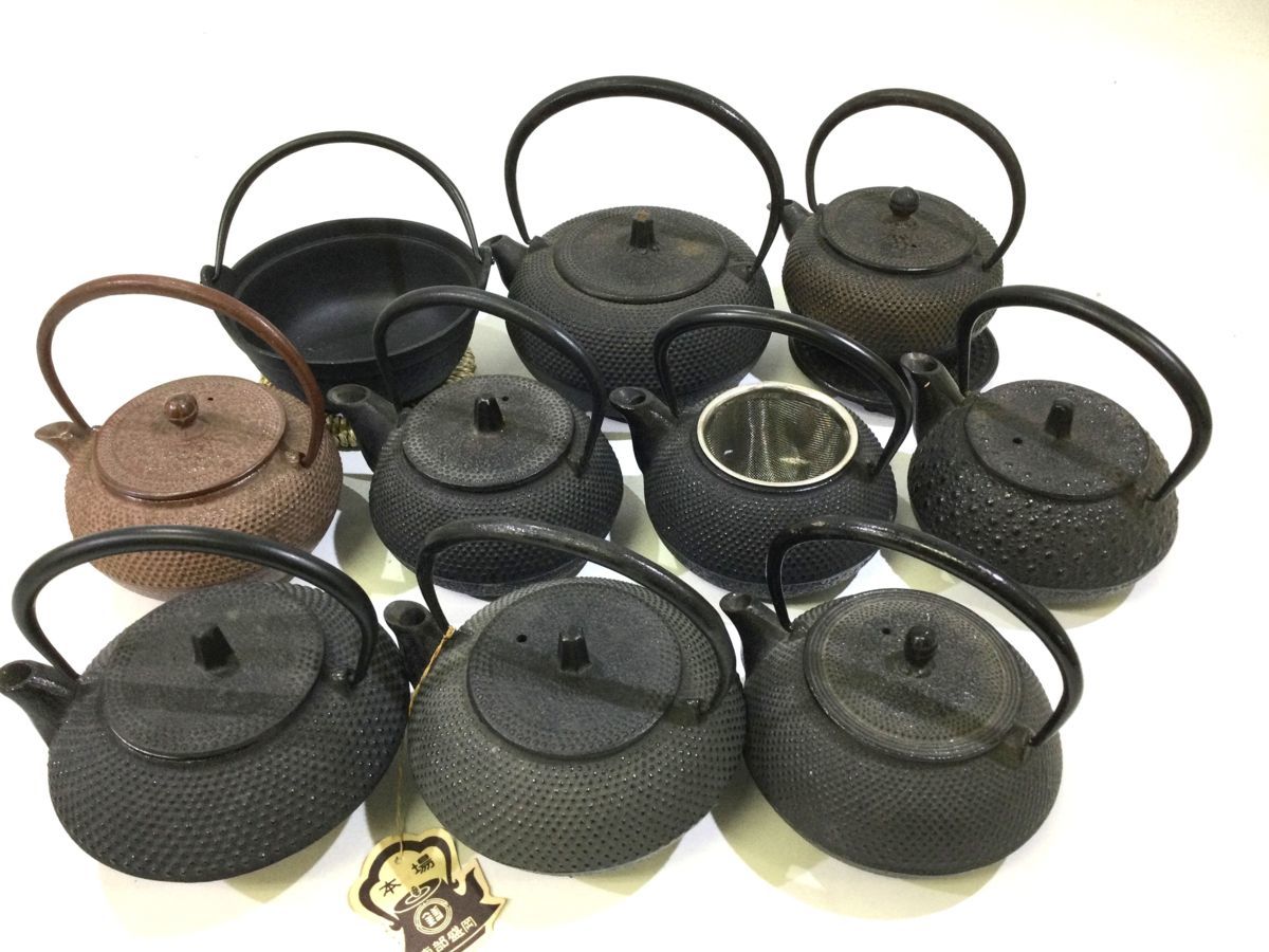 ◇【中古】南部鉄器 鉄瓶 茶道具 まとめ③急須 丸あられ/亀甲型/サクラ