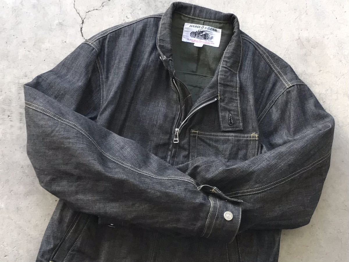 HAROLD'S GEAR デニム ライダースジャケット 美品 HAROLD'S GEAR デニム シングルライダースジャケット M