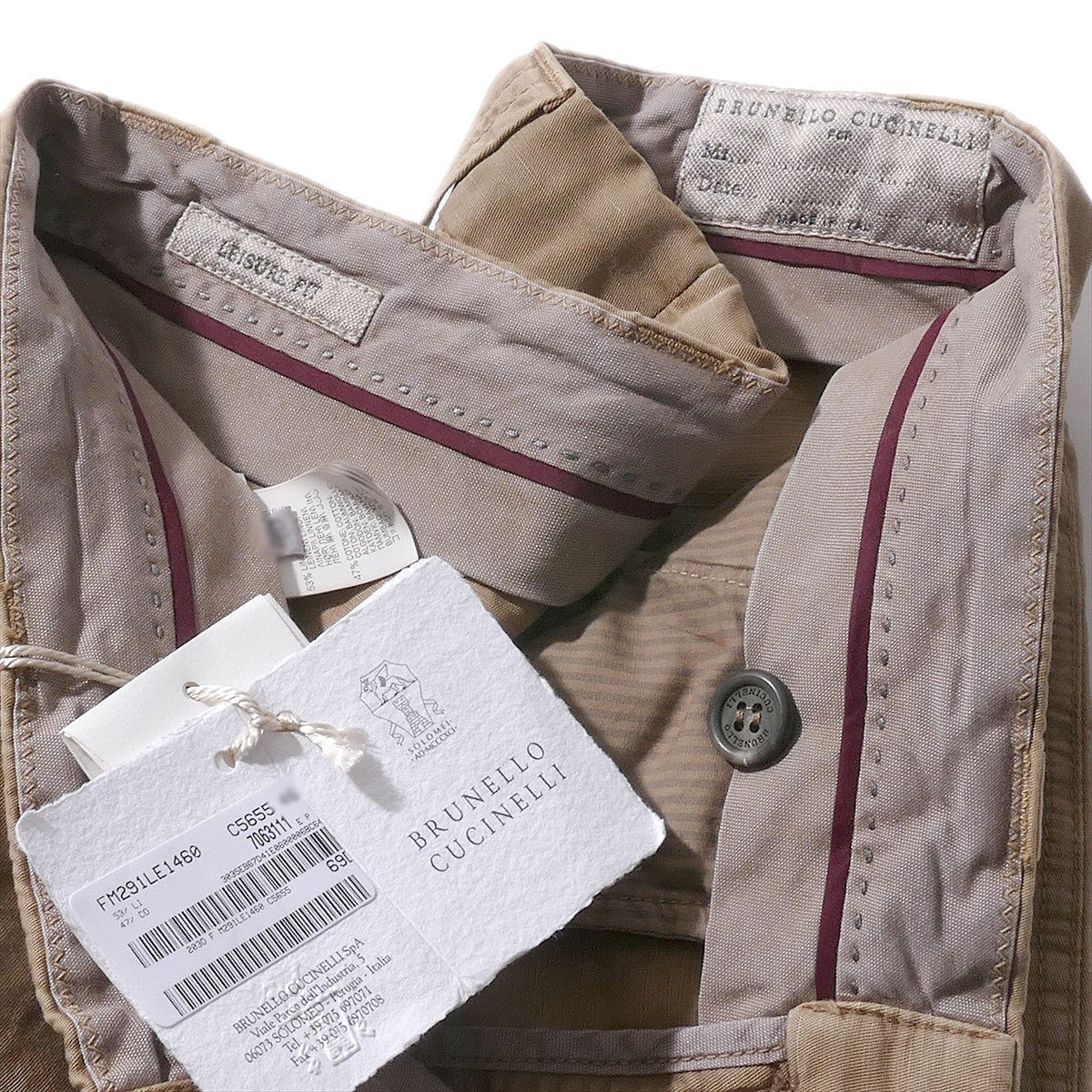 新品44サイズ BRUNELLO CUCINELLI リネンコットン カーゴパンツ 