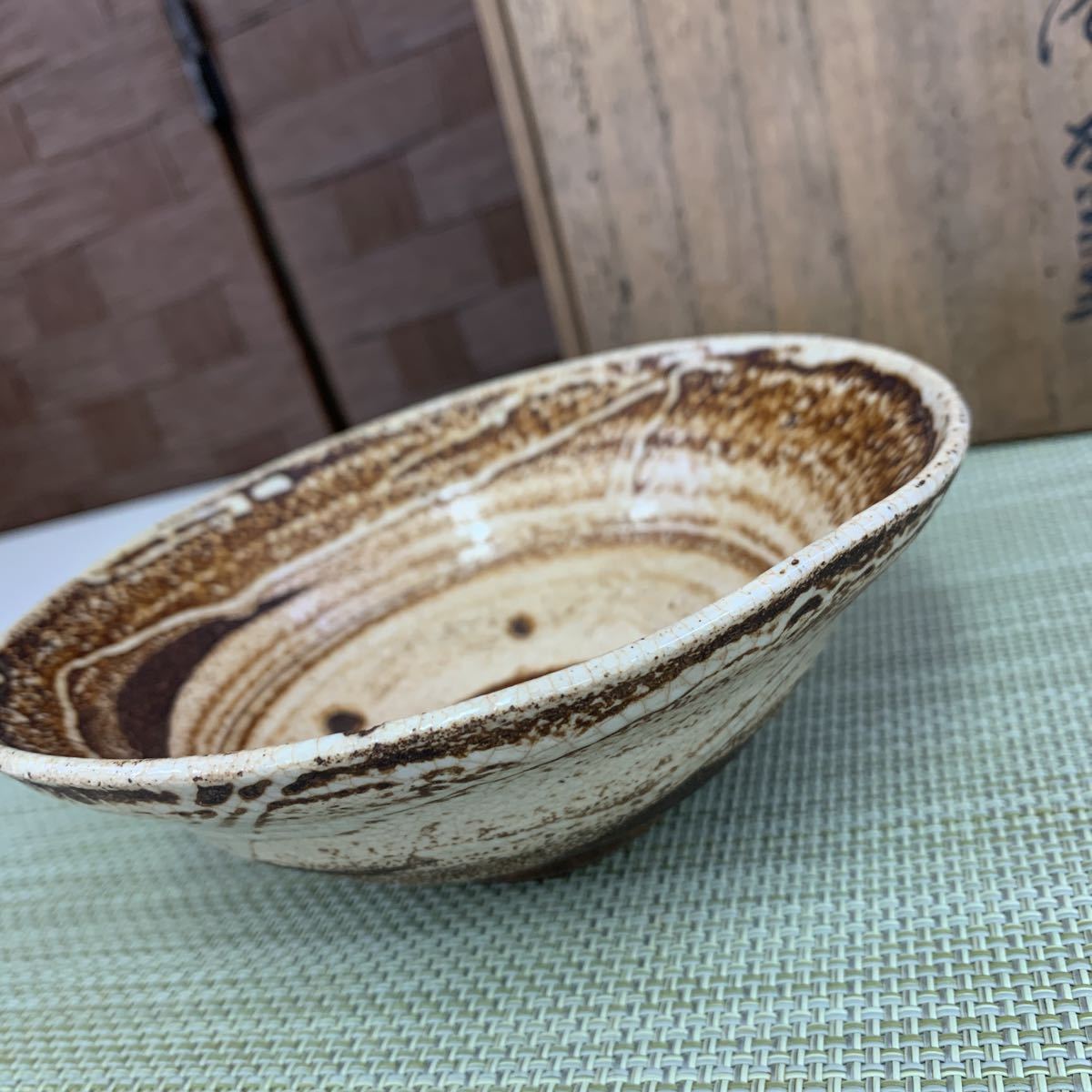 長期保管品】二代加藤作助 春仙 瀬戸 平茶碗 陶印あり 共箱あり 裏書 