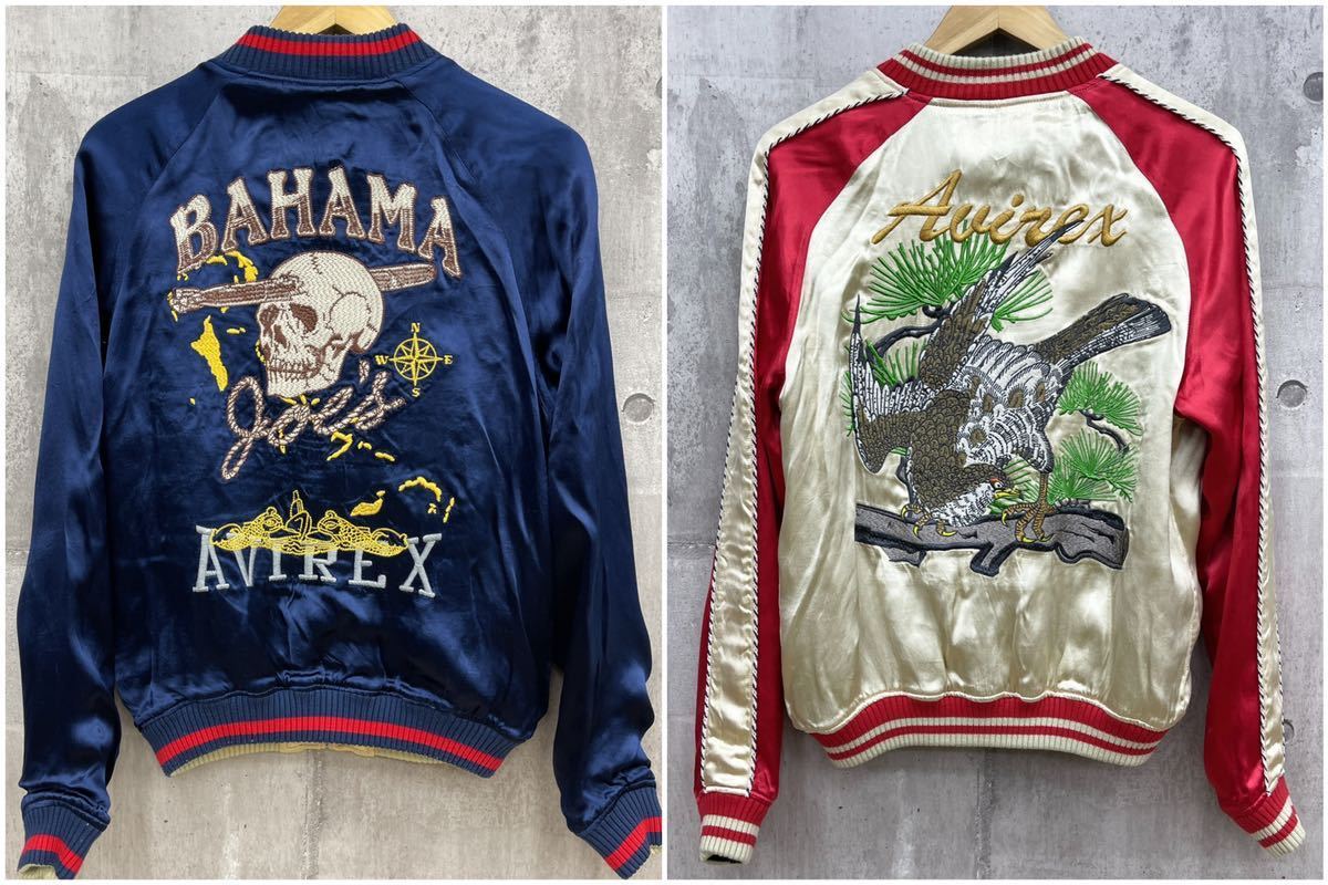 AVIREX アヴィレックス【BAHAMA髑髏×鷹】刺繍 レーヨン リバーシブル  