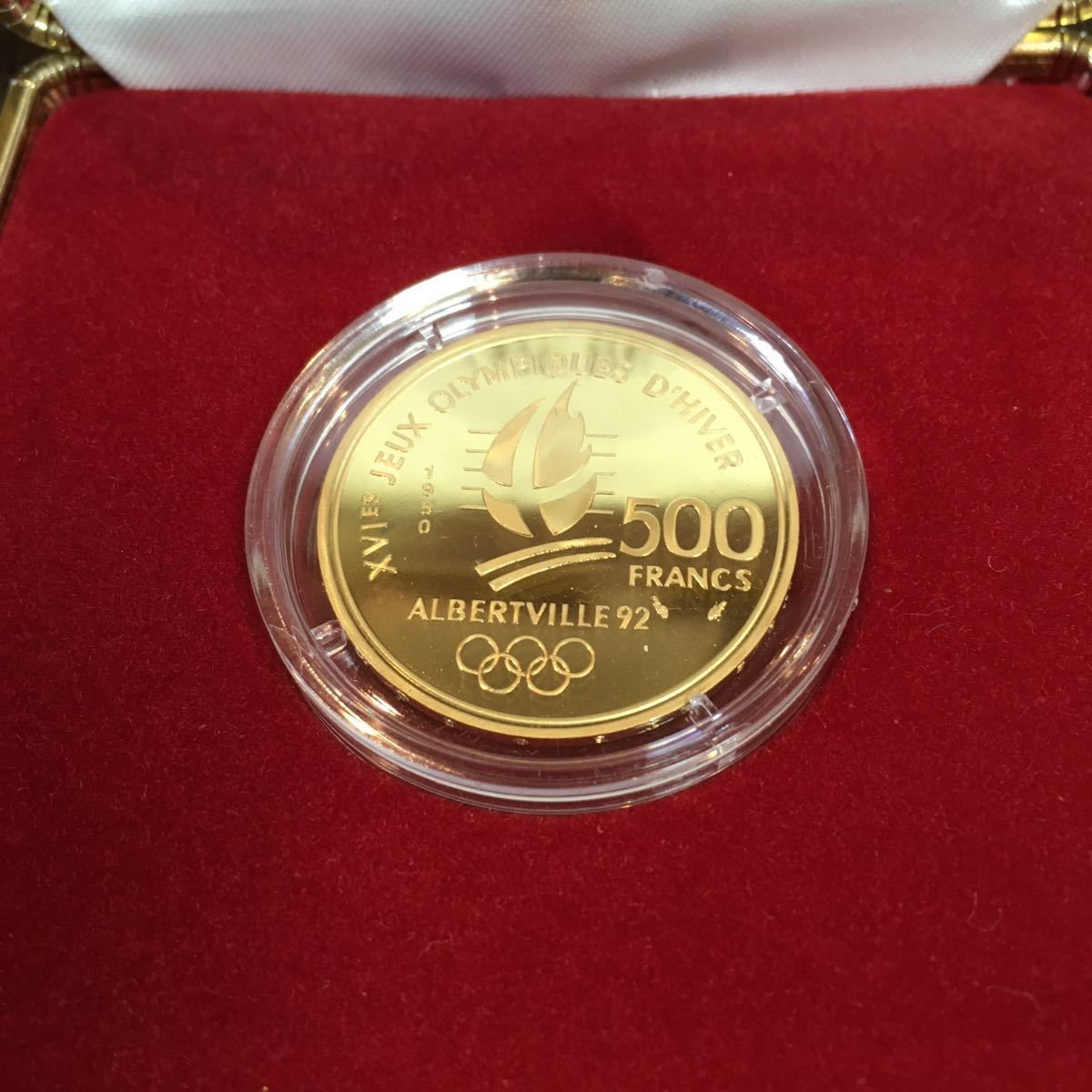500フラン　1992年　フランス　アルベールビル　第16回 冬季 オリンピック　記念貨　記念硬貨　当時物 ケース劣化　種目不明　送料198円〜_2