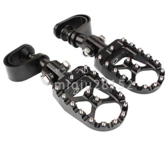 ハーレー ツーリング ロードグライド ソフテイル ダイナ フットペグ MX ローティング フットレスト クランプ 25-32mm ブラック シルバー