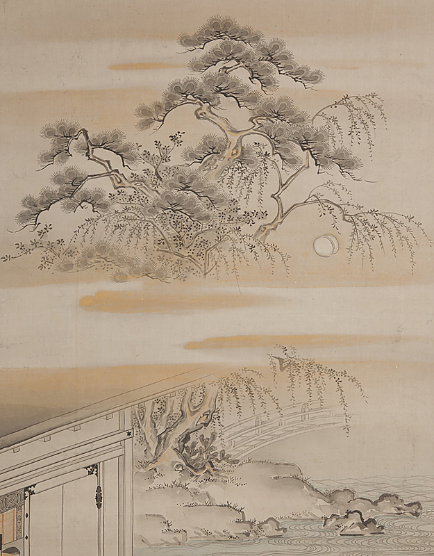 五】掛軸 『蹴鞠図』 絹本 淡彩 在銘(澤魚龍) 箱付 ／ 本品の終了時間  