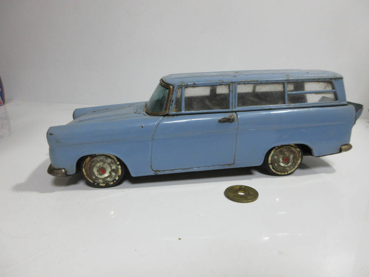 アサヒ玩具　ATC　ブリキ　トヨペットコロナ1960年代　23㎝ 古ーい 1960年代 トヨペットコロナバン ブルー トランク開閉 Atc
