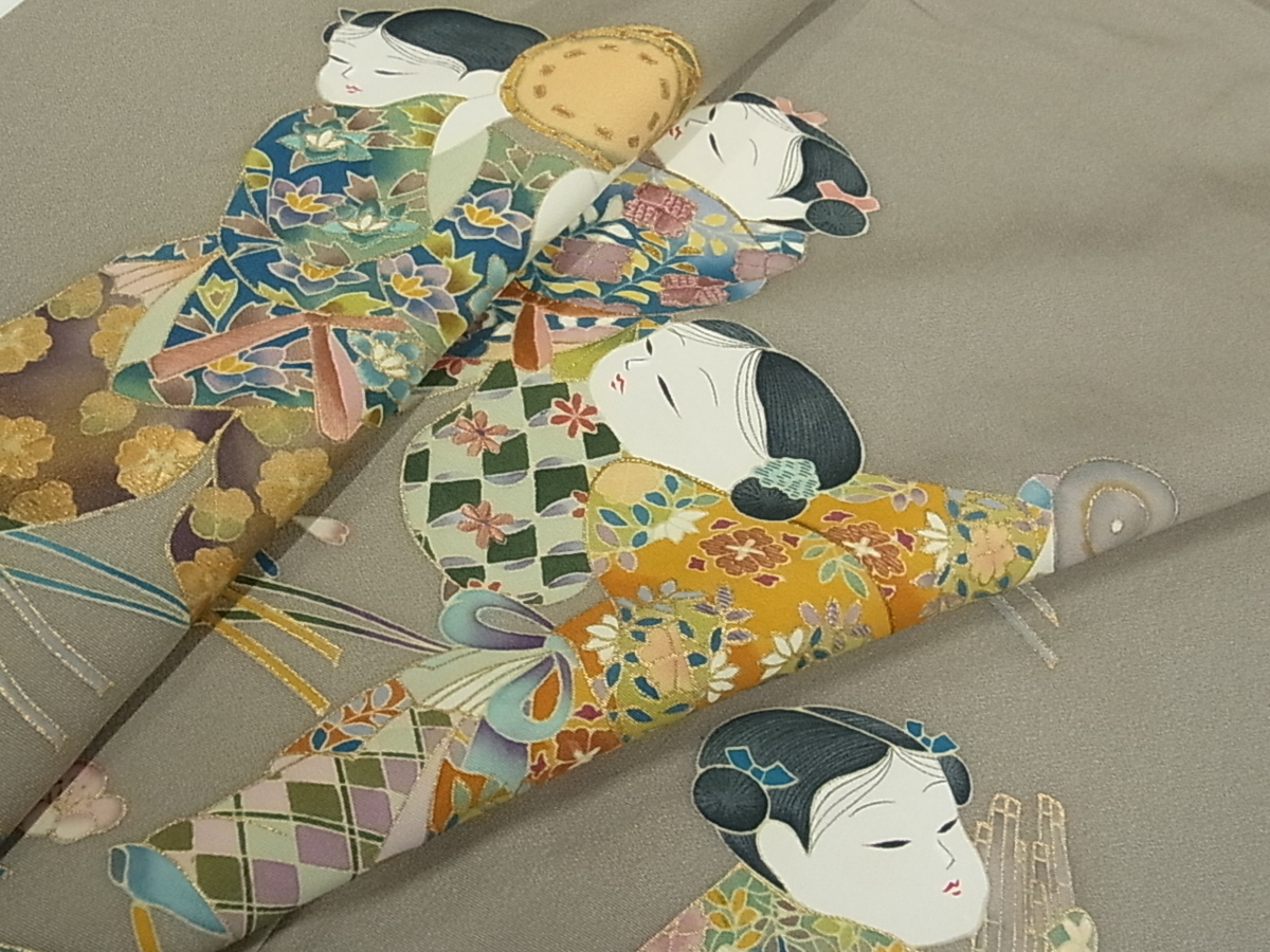 正絹 駒刺繍 金彩 草花文 平和屋着物□豪華黒留袖 逸品 豪華振袖 色留袖 着物屋こころ 雲取り風景花文 平和屋着物□豪華色留袖 平和屋着物▽豪華 暈し染め 刺繍 作家物 −