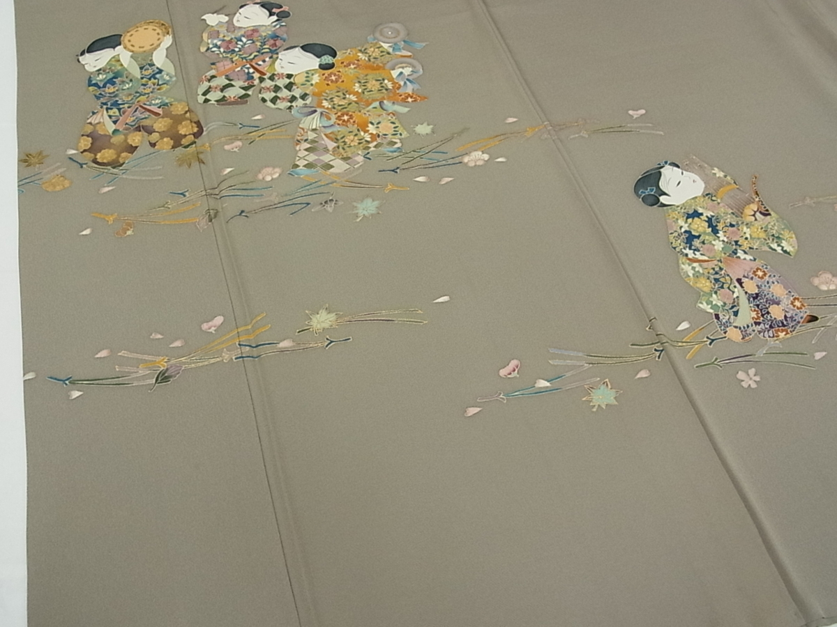 正絹 駒刺繍 金彩 草花文 平和屋着物□豪華黒留袖 逸品 豪華振袖 色留袖 着物屋こころ 雲取り風景花文 平和屋着物□豪華色留袖 平和屋着物▽豪華 暈し染め 刺繍 作家物 −