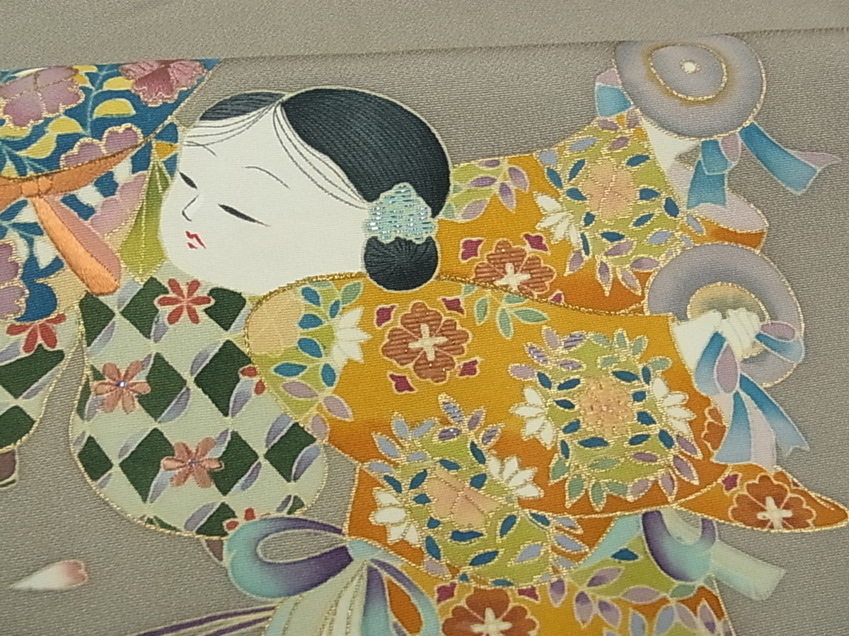 正絹 駒刺繍 金彩 草花文 平和屋着物□豪華黒留袖 逸品 豪華振袖 色留袖 着物屋こころ 雲取り風景花文 平和屋着物□豪華色留袖 平和屋着物▽豪華 暈し染め 刺繍 作家物 −