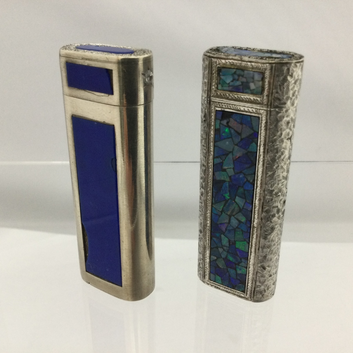 ｔ【中古・現状お渡し・おまとめ】Cartier カルティエ フリント ガスライター ２点 ブルーラッカー モザイクオパール 火力調整不良