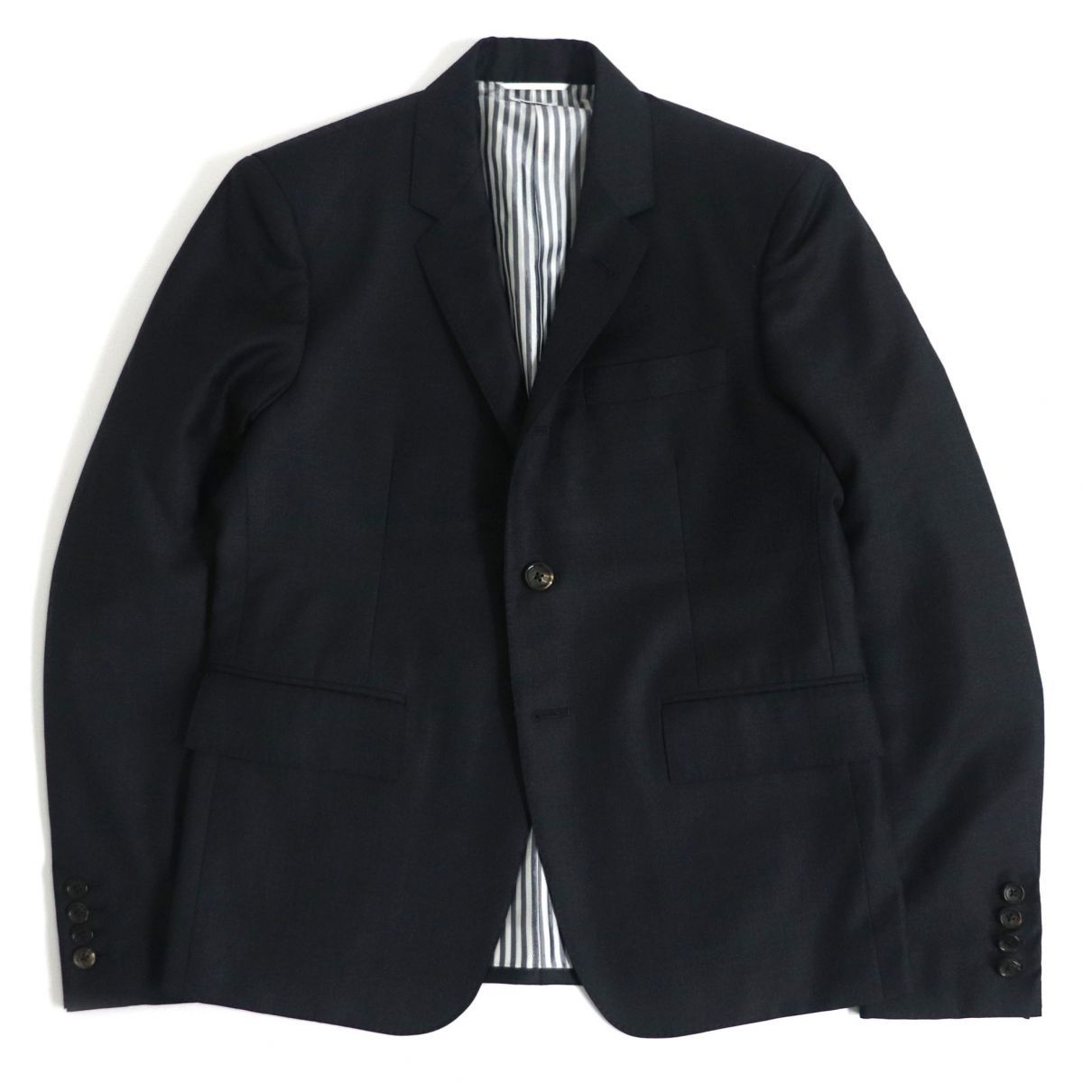 極美品□THOM BROWNE/トムブラウン 裏地ストライプ柄 段返し シングル 