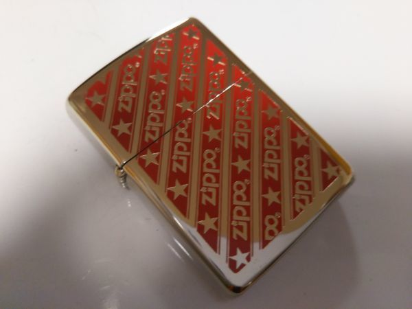 新品　ビンテージ ジッポー　超貴重品！！　ジッポーロゴ ストライプ　両面加工　レッド　 1995年2月製　B　XⅠ ②