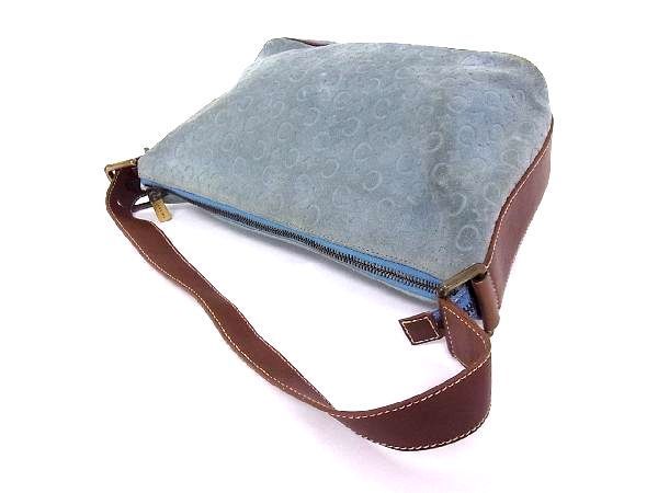1円 CELINE セリーヌ Cマカダム スエード×レザー ワンハンドル