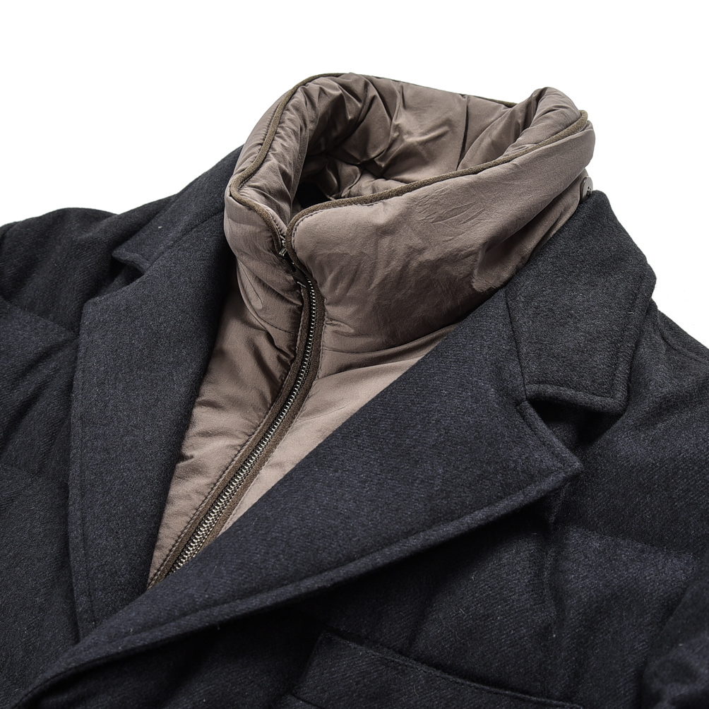 新着 25万 ヘルノ HERNO ダウンジャケット フロントライナー付き ショート丈 アウター 秋冬 メンズ シルク カシミヤ ネイビー ...
