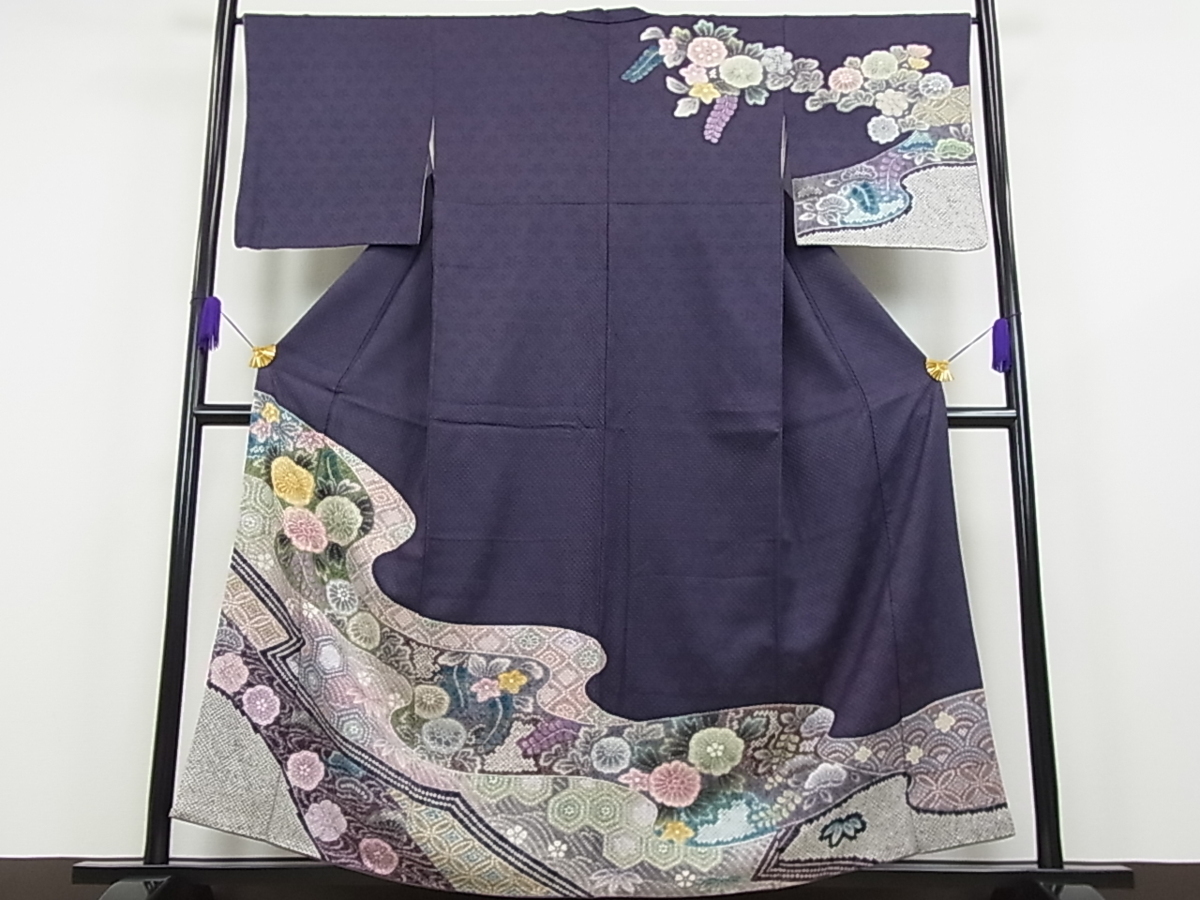 平和屋着物○名門 藤娘きぬたや・総絞り 訪問着 正絹 逸品 藤娘きぬた