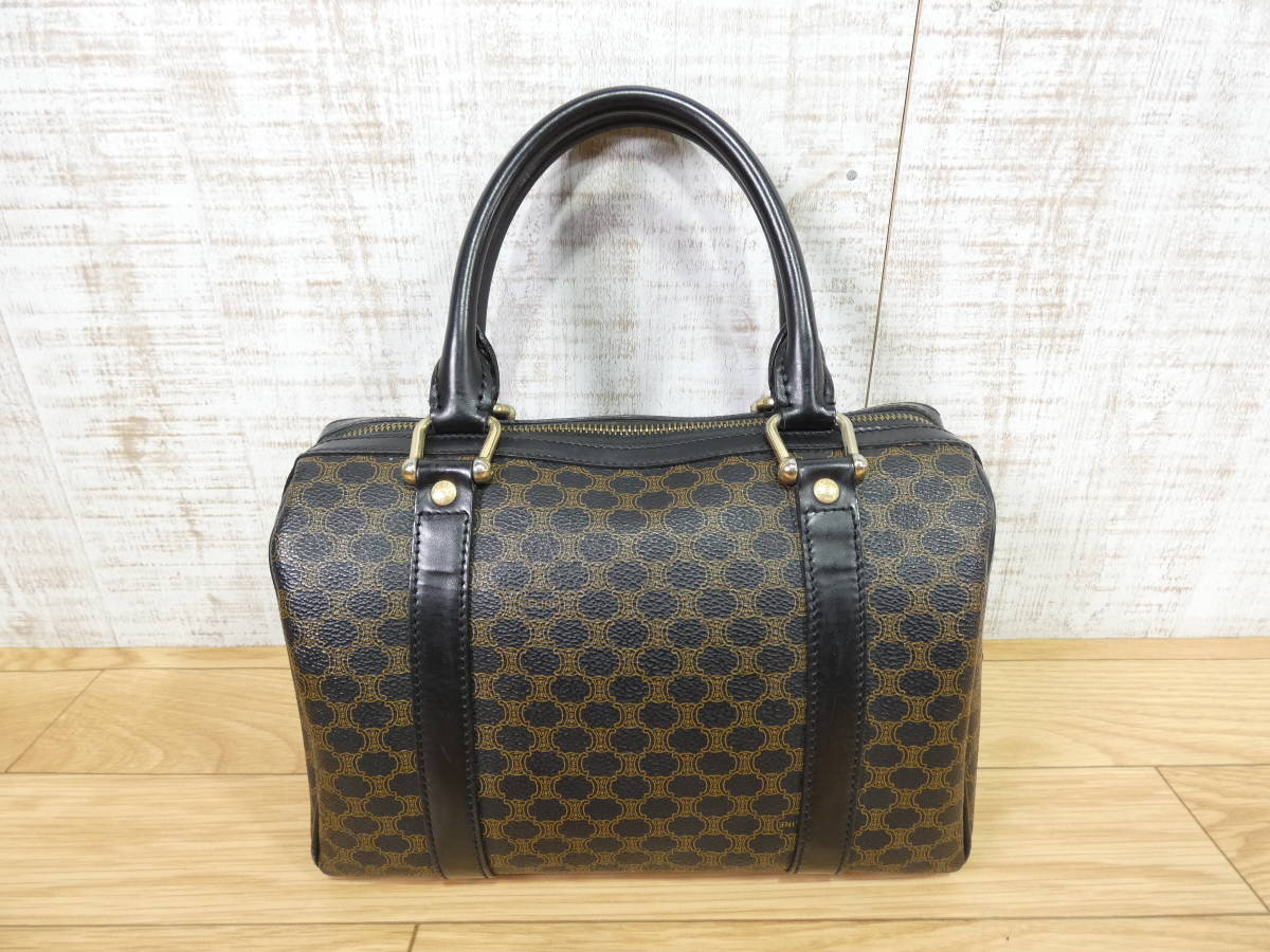 ☆CELINE セリーヌ マカダム ブラック ミニボストン ハンドバッグ ビンテージ/ヴィンテージ オールドセリーヌ 現状品＠80