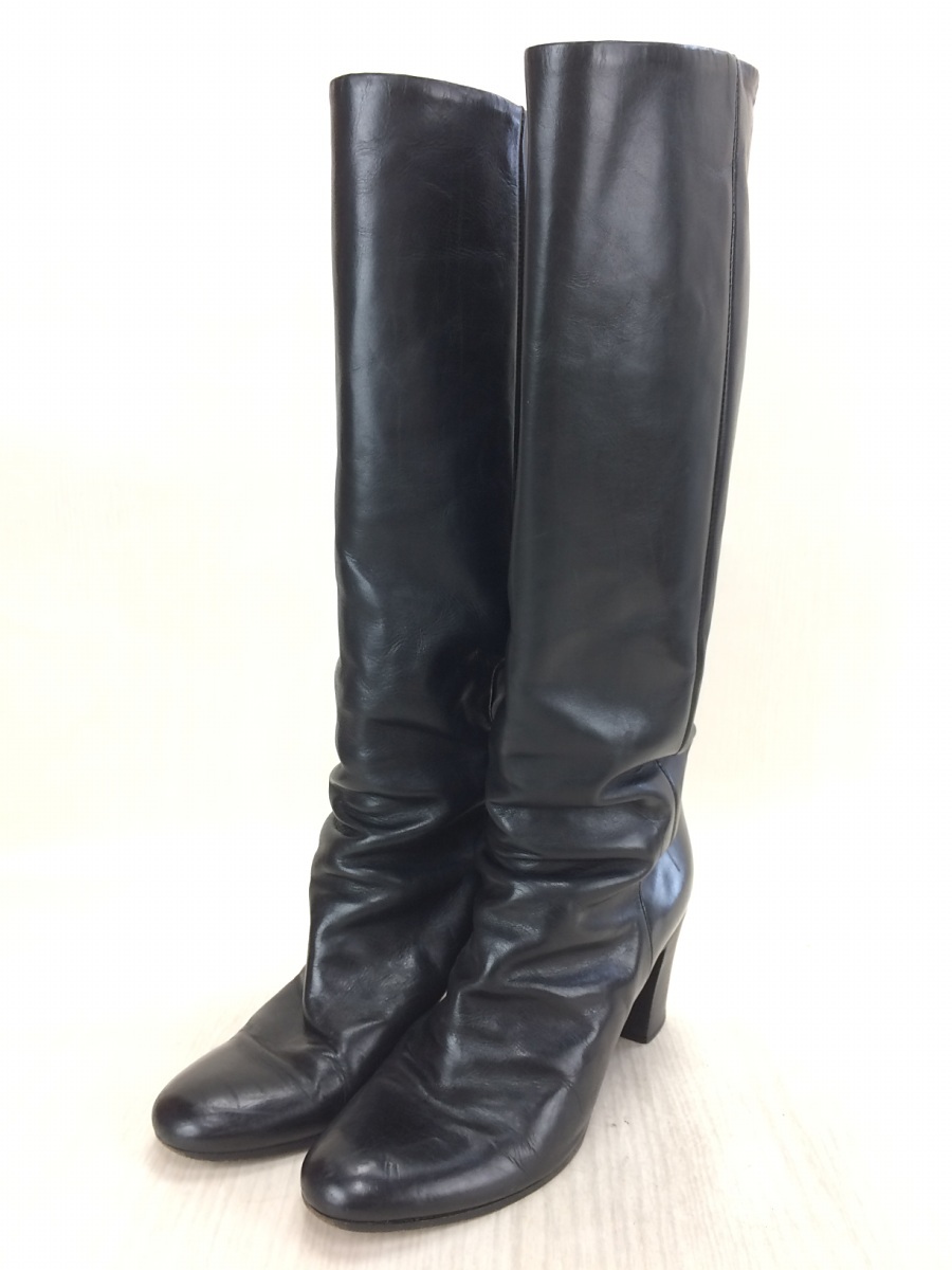 Martin Margiela◇ロングブーツ/37/BLK/レザー/※糸 欠品/スレキズ有