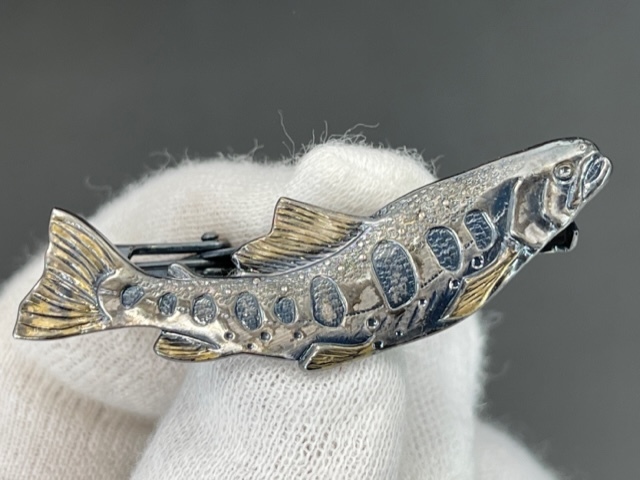フィッシュマニア FishMania F.M ハンドメイド トラウト ブローチ 70 