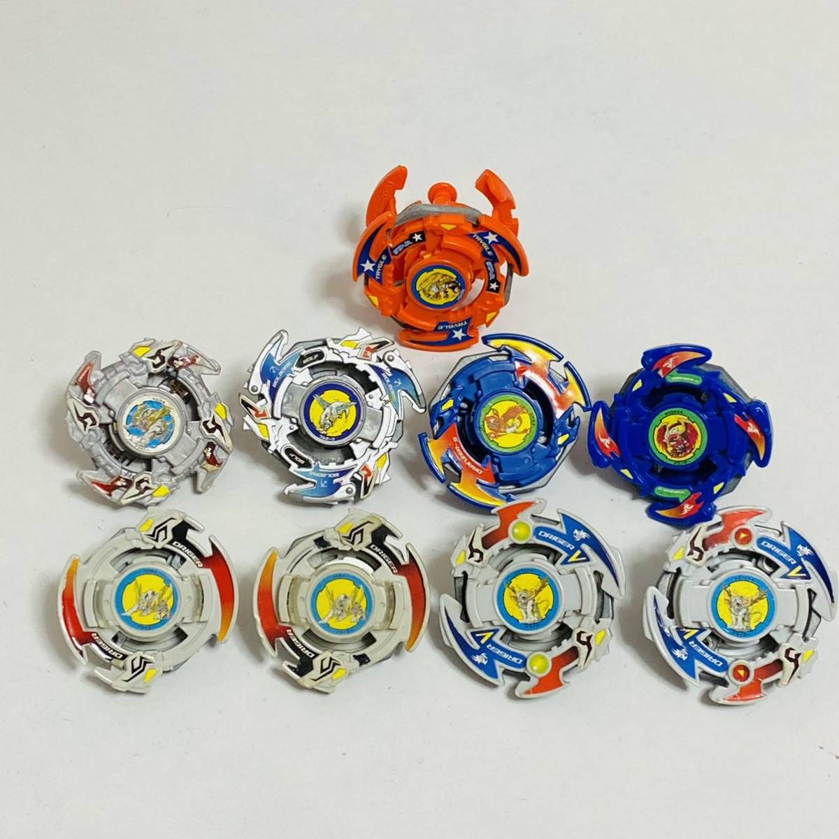 【中古品】タカラ 爆転シュート ベイブレード 9個セット ドライガーS ドライガーV ドランザーS ドランザーV トライグル ウルボーグ2 etc.