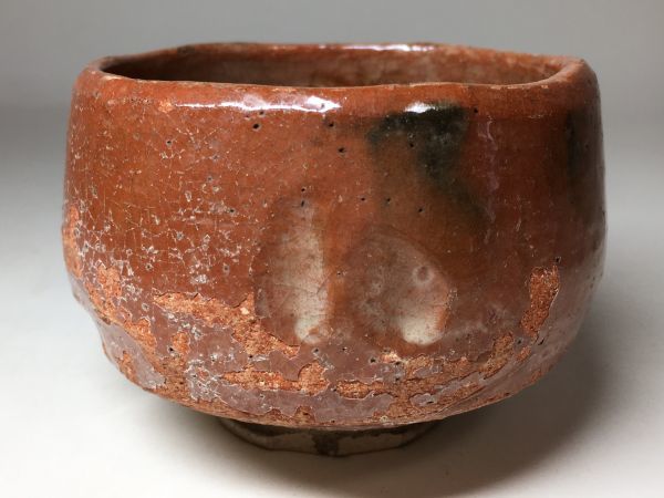 得価，豊富な】 旧家蔵出 楽 吉左衛門 旦入 赤茶碗 赤 赤楽