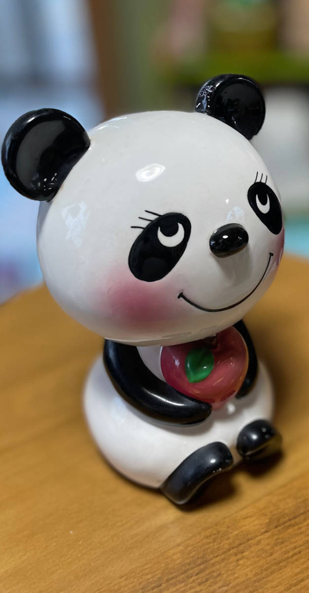 ☆昭和40年代 箱付き 内藤ルネ BIG「PANDA」陶器製 貯金箱 （レトロポップ