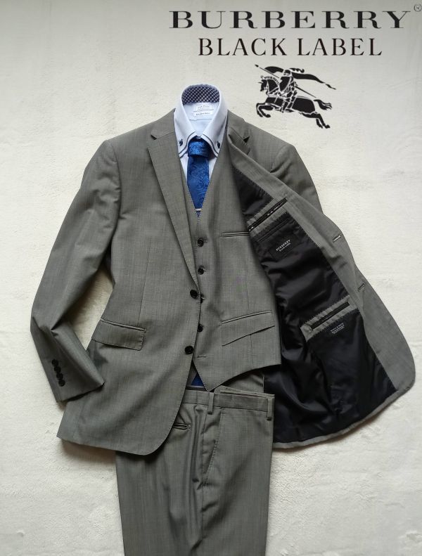  極上品 シルク&times;モヘヤ バーバリーブラックレーベル スリーピース SUPER100's サイズXL以上 BURBERRY シングルスーツ メンズ 2釦(Lサイズ)｜売買されたオークション情報、yahooの商品情報を Lサイズ