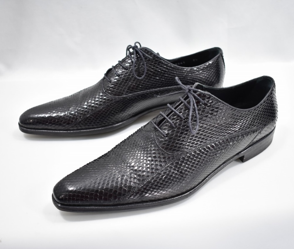 Dolce&Gabbana 7 パイソン レザー ドレスシューズ ブラック DOLCE ＆GABBANA】パイソンレザーシューズ5.5黒ドルガバD&G蛇革靴