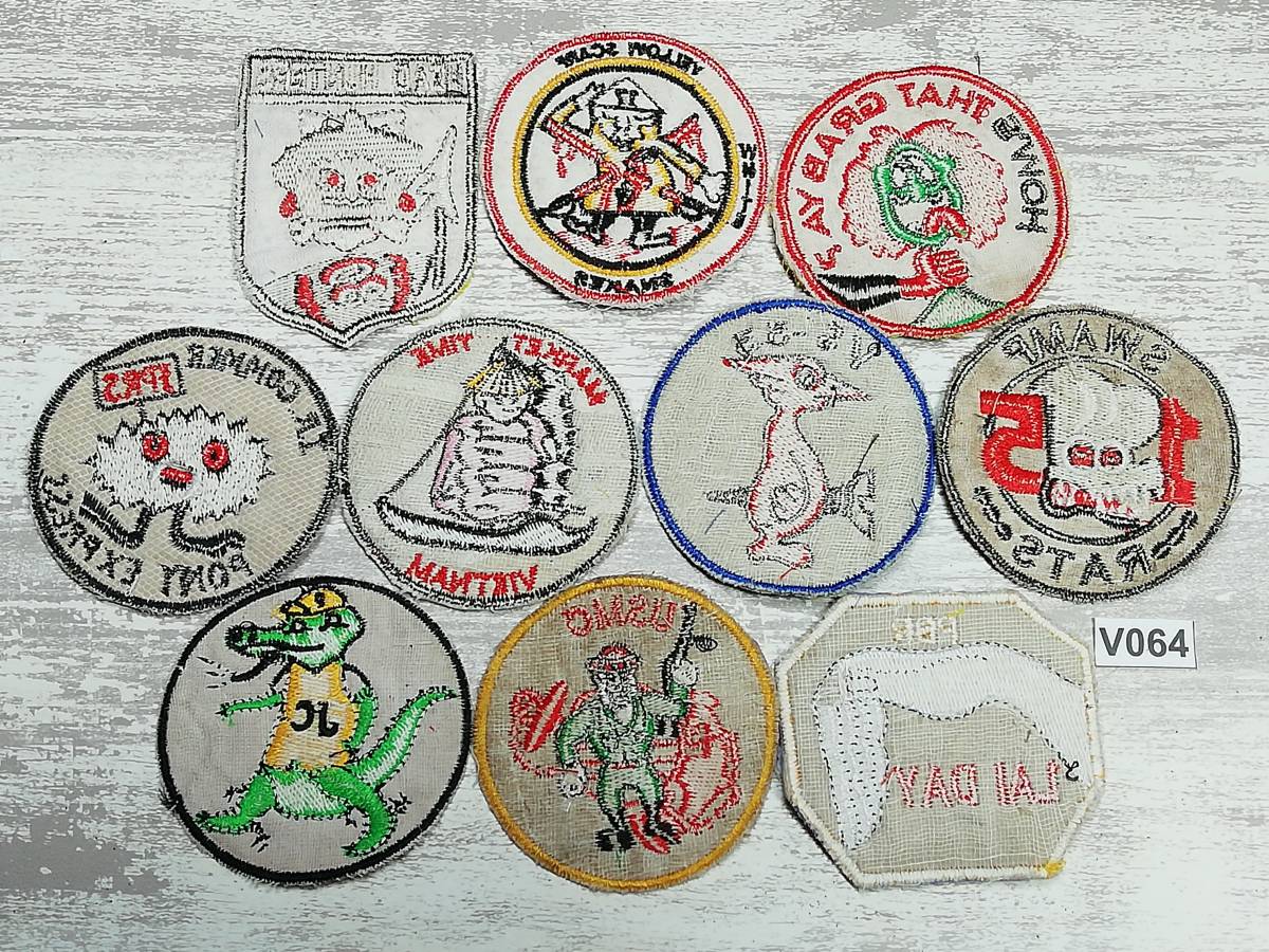 ビンテージ　スカル 刺繍パッチ CCC ベトナム戦ワッペン　ベトジャン ☆V064 キャラクター ベトナム戦争 ワッペン 10枚 スカジャン MA-1 に
