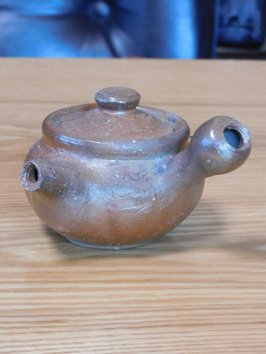 備前焼 宝瓶 竹内靖之 新品☆竹内靖之師：山本陶秀☆備前面取り急須