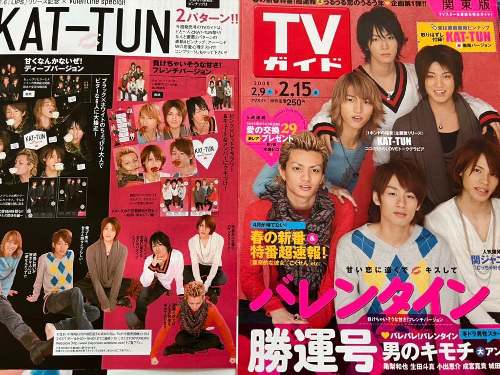 KAT-TUN 切り抜き TVガイド2008.2.15 両面ピンナップ付き 亀梨和也中丸