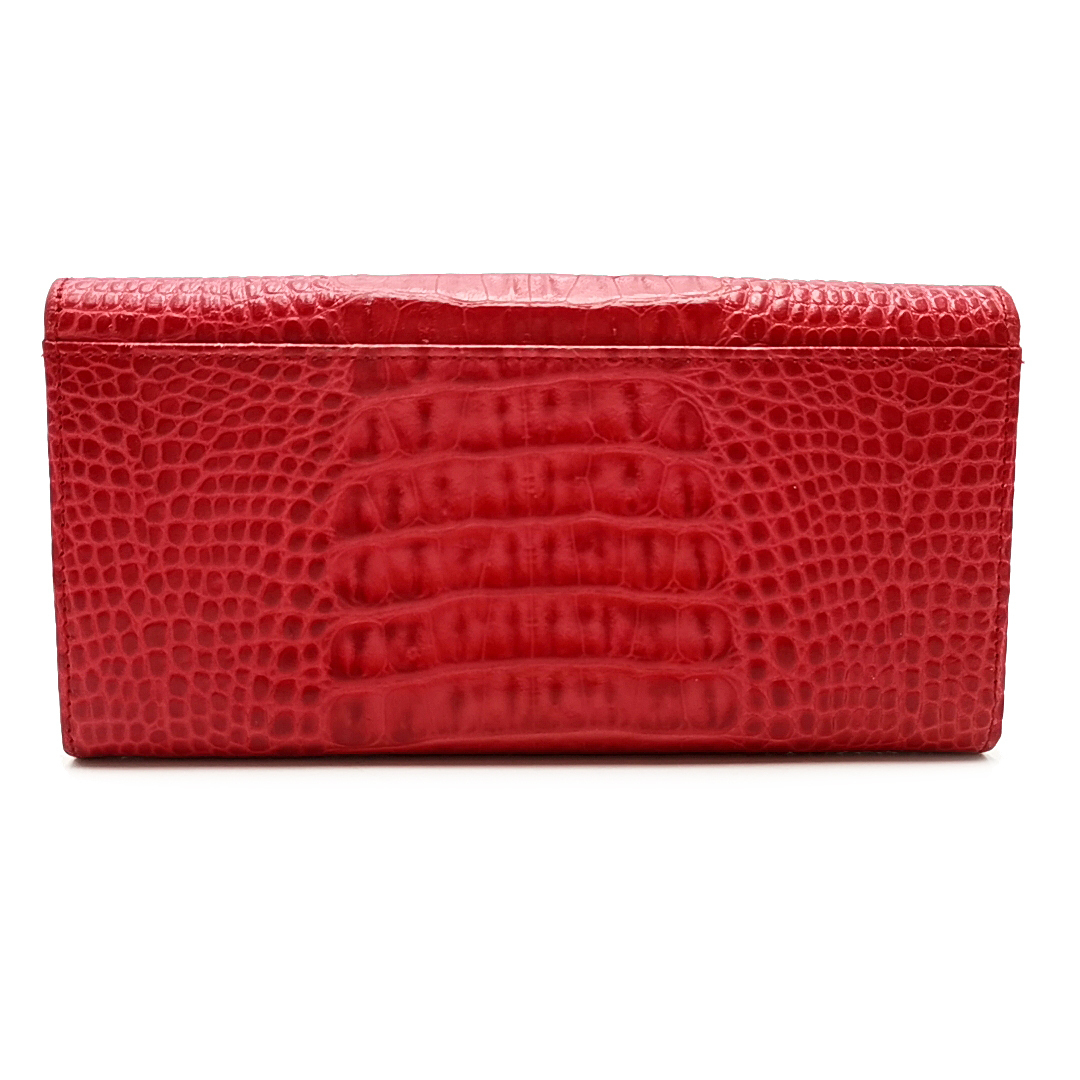 送料無料 美品 フルラ FURLA 長財布 二つ折り クロコ型押し レザー 本
