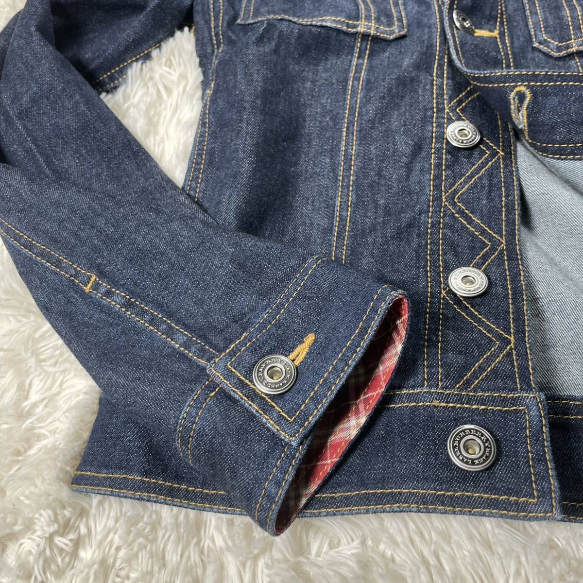 1円 極希少美品 バーバリーブラックレーベル デニムジャケット 赤ノバ 