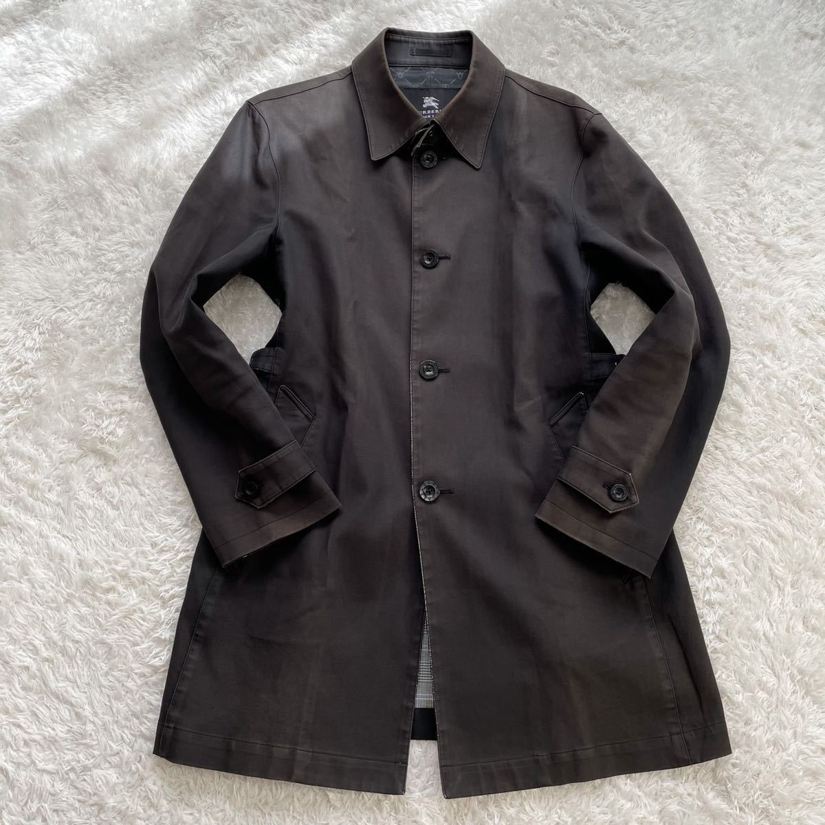 バーバリー　ブラックレーベル　メンズLサイズ　ステンカラーコート　グレンチェック バーバリーブラックレーベル BURBERRY BLACKLABEL モノグラム柄 グレン