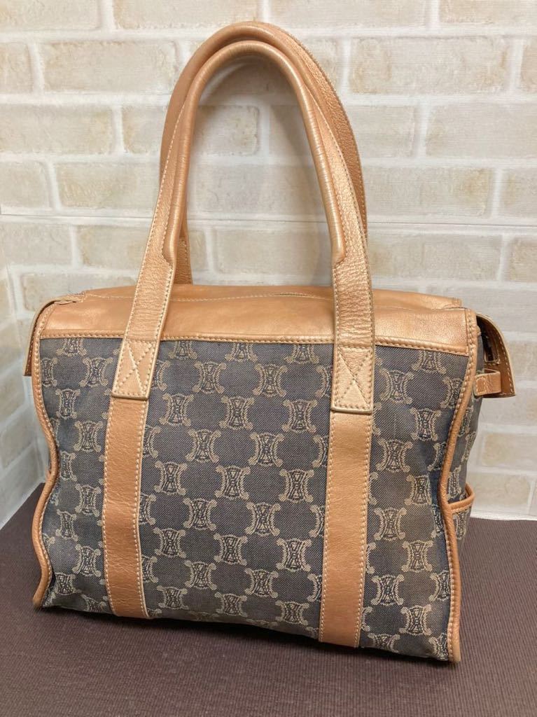 美品》CELINE（セリーヌ）レザートートバッグ（肩がけ使可） グレー系 美品