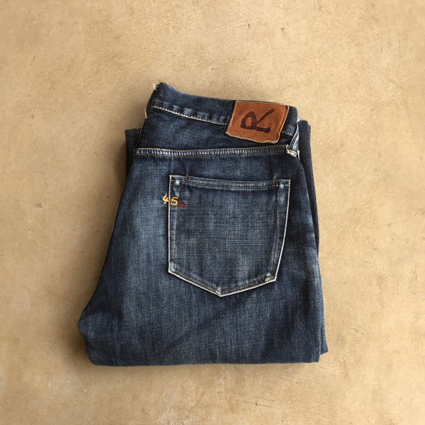 色落ち◎ 45R インディゴ デニム パンツ ワイドシルエット ジーンズ