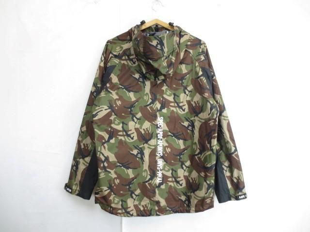 優良品 アベイシングエイプ A BATHING APE ジャケット ジップアップ 迷彩 ポリエステル M カーキ ブラウン メンズ BATHING A APE 大人気アベイシングエイプ☆ビッグロゴ ブラック 0608D1