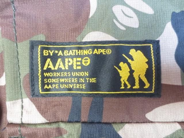 優良品 アベイシングエイプ A BATHING APE ジャケット ジップアップ 迷彩 ポリエステル M カーキ ブラウン メンズ BATHING A APE 大人気アベイシングエイプ☆ビッグロゴ ブラック 0608D1