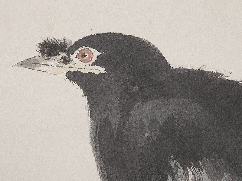 橋本関雪　　紙本　彩色画　【　祝いの図　】　肉筆画　　掛軸一幅　模写　NO77 五】橋本関雪 『雪中烏之図』 紙本 彩色 真作 掛軸 共箱 二重箱(花鳥