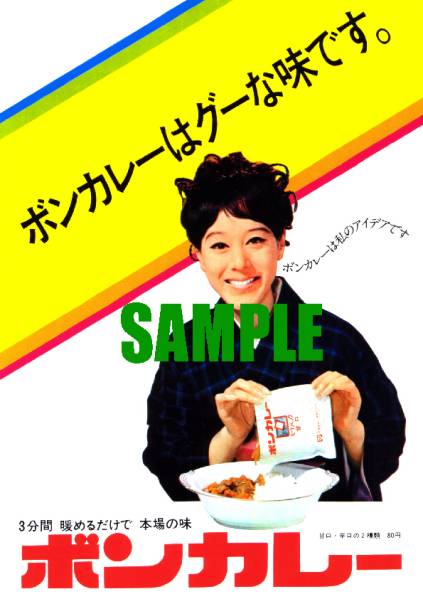 □0093 昭和46年のレトロ広告 ボンカレー 松山容子 大塚(看板)｜売買