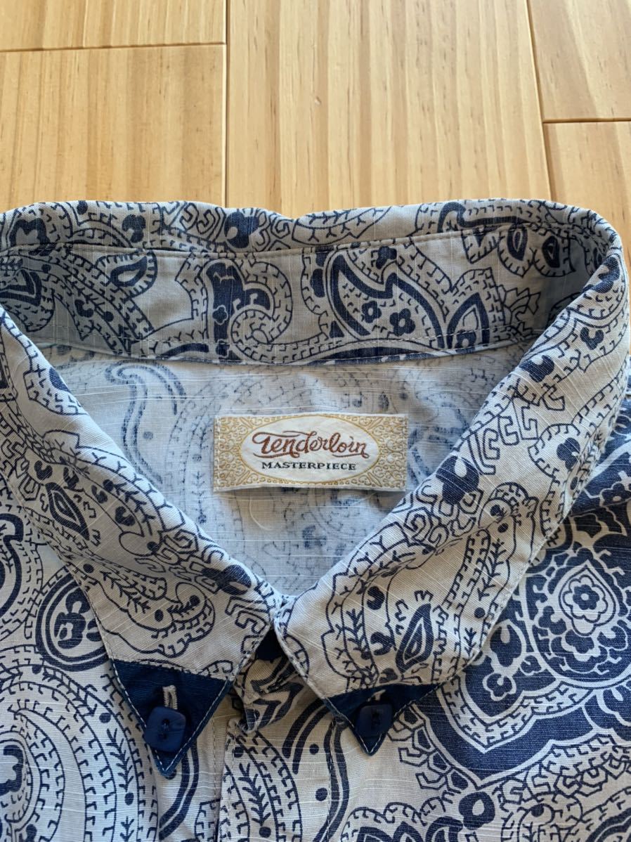 美品 TENDERLOIN テンダーロイン PAISLEY SHT S/S XS BLUE TENDERLOIN