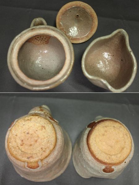 急須 茶器 備前焼 湯冷まし 湯呑 茶器セット ◇ 平安竹泉 細川敬弘作 竹泉 茶道具 湯茶碗 ac752 時代物 7点セット 湯呑みセット