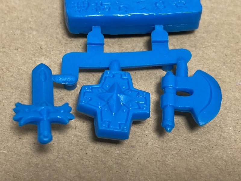 SDガンダム ガン消し 武器セット 炎の剣/力の盾/鋼の斧/石板 青 未切り