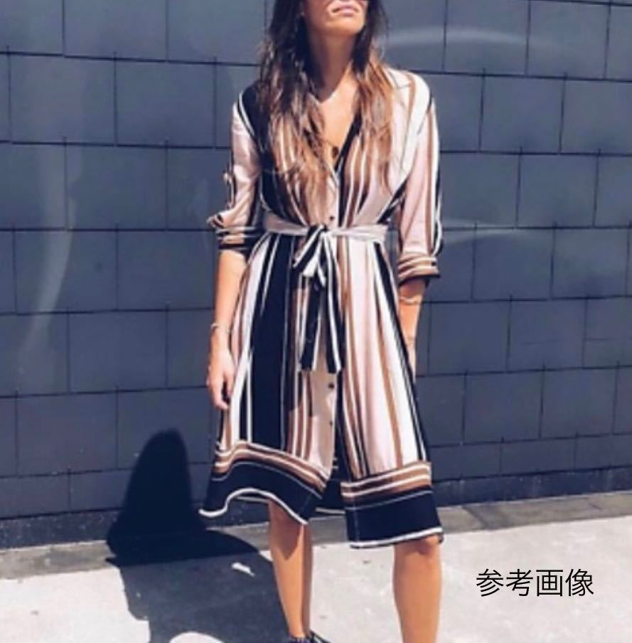 ZARA ザラ 未使用 タグ付き 春 リボンベルト付き ストライプ ZARA ザラ 未使用 タグ付き 春 リボンベルト付き ストライプ