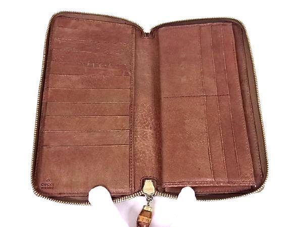 1円 GUCCI グッチ 232977 2778 バンブー GG柄 レザー ラウンド