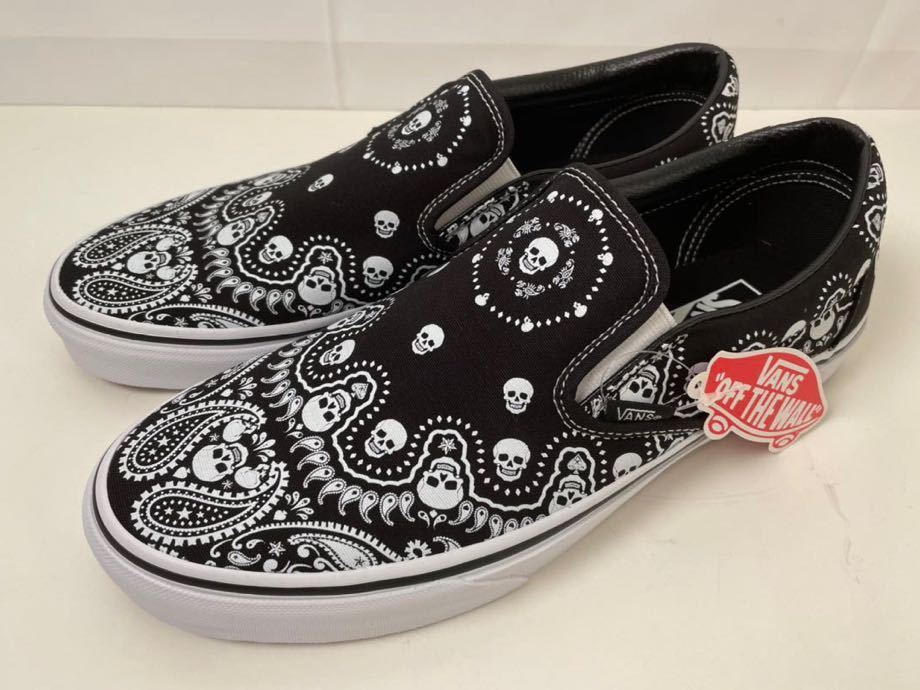 未使用新品】VANS SLIP ON バンズ スリッポン スカル バンダナ柄 黒 