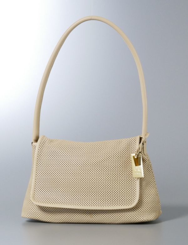 TD9464◆イタリア製*グッチ/GUCCI*90646*メッシュハンドバッグ*GGポーチ/ゴールドプレート付き*フラップ*ハンドバッグ/手提げ鞄/ベージュ